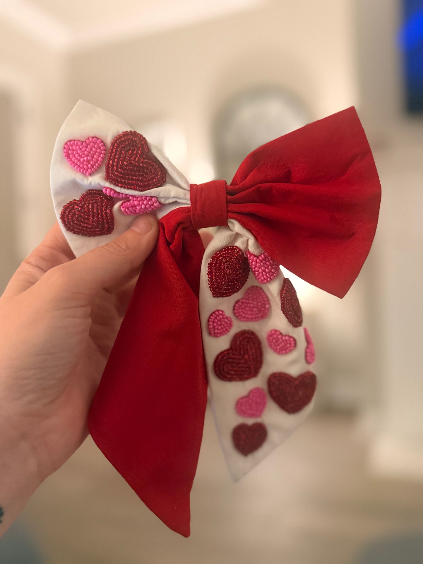 Two Tone Hearts Bow