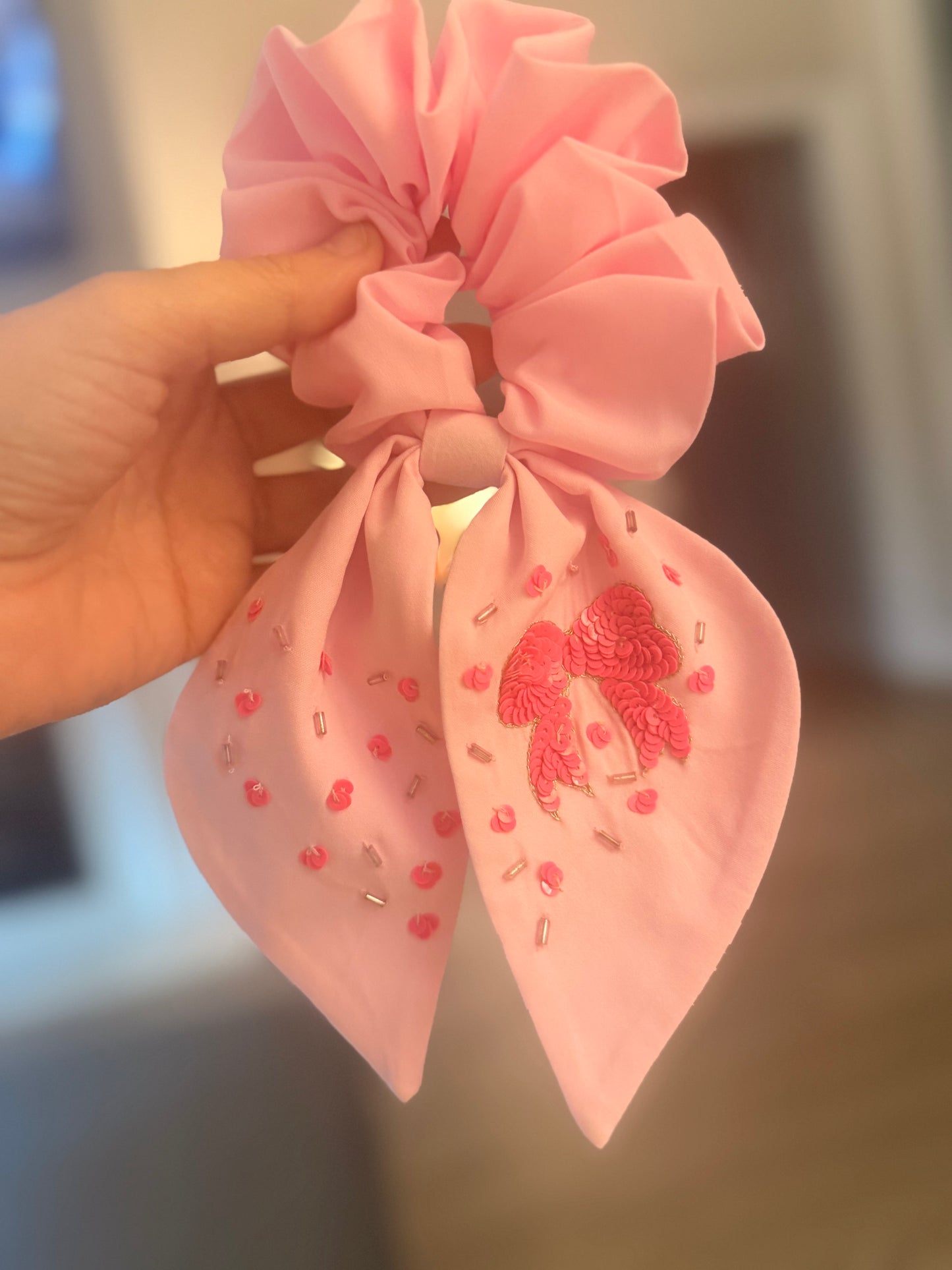 Pink Bow Scrunchie