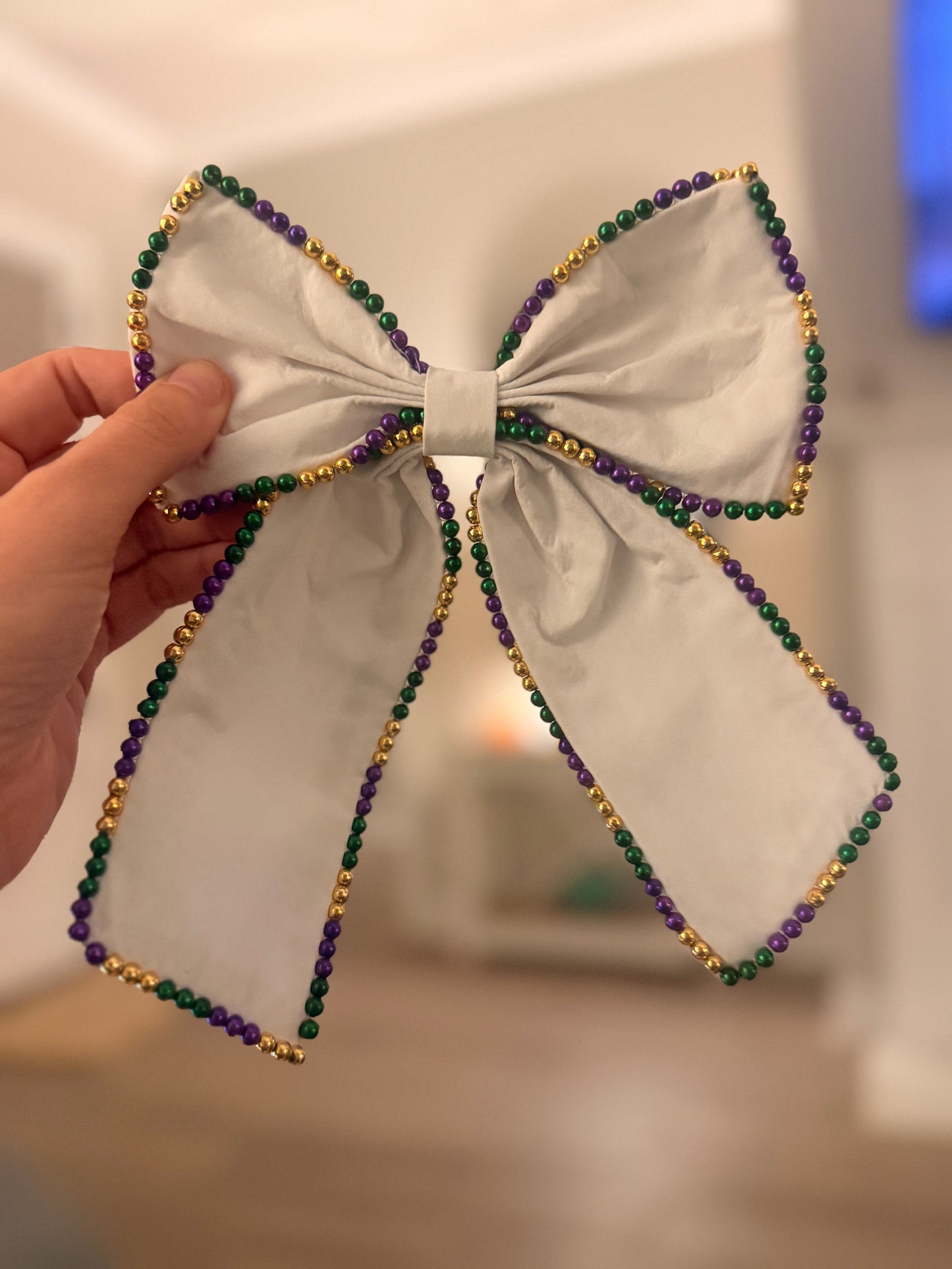 Mardi Gras Beaded Bow
