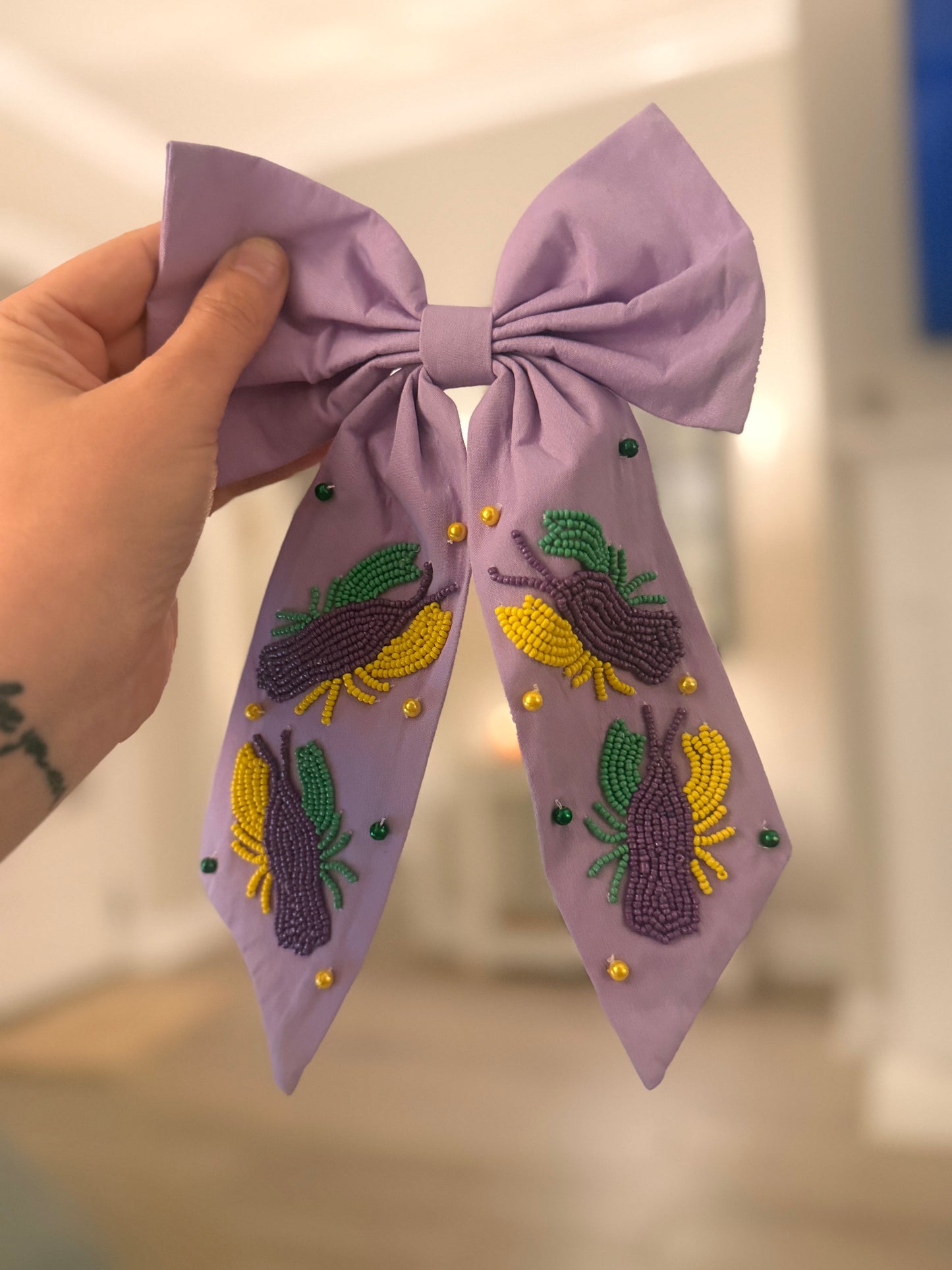 Crawfish Mardi Gras Bow
