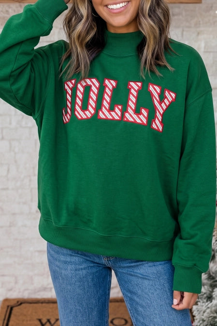 Jolly Oversized Christmas Mock Neck Sweatshirt