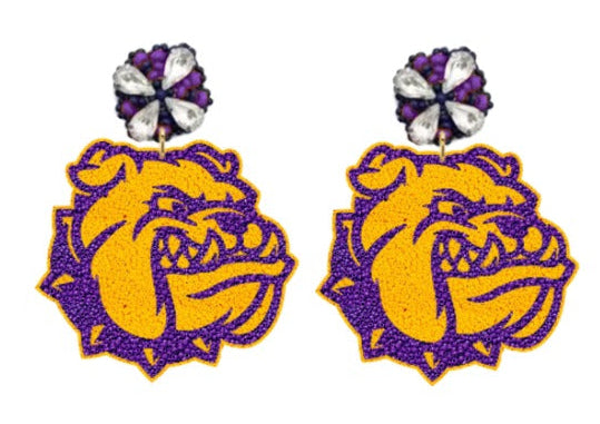 Bulldogs Beaded Earrings