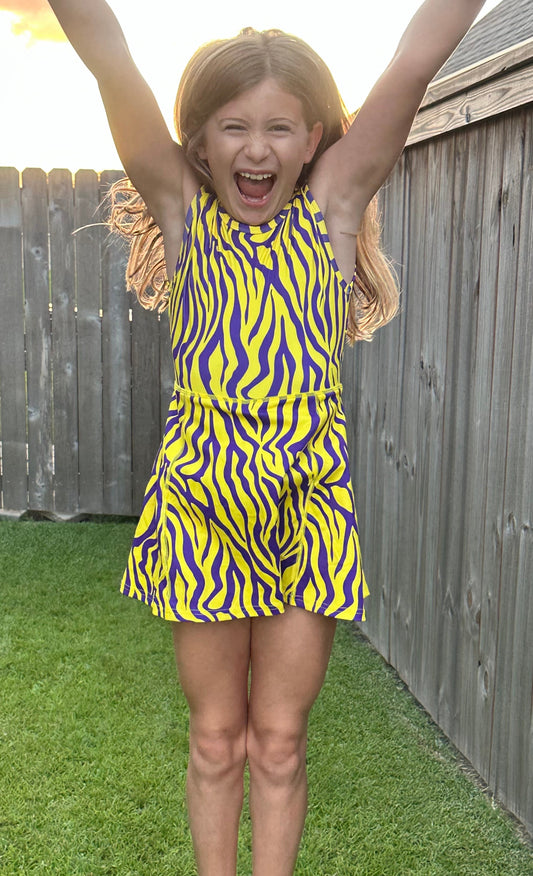 Purple and Gold Stripes Athletic Dress