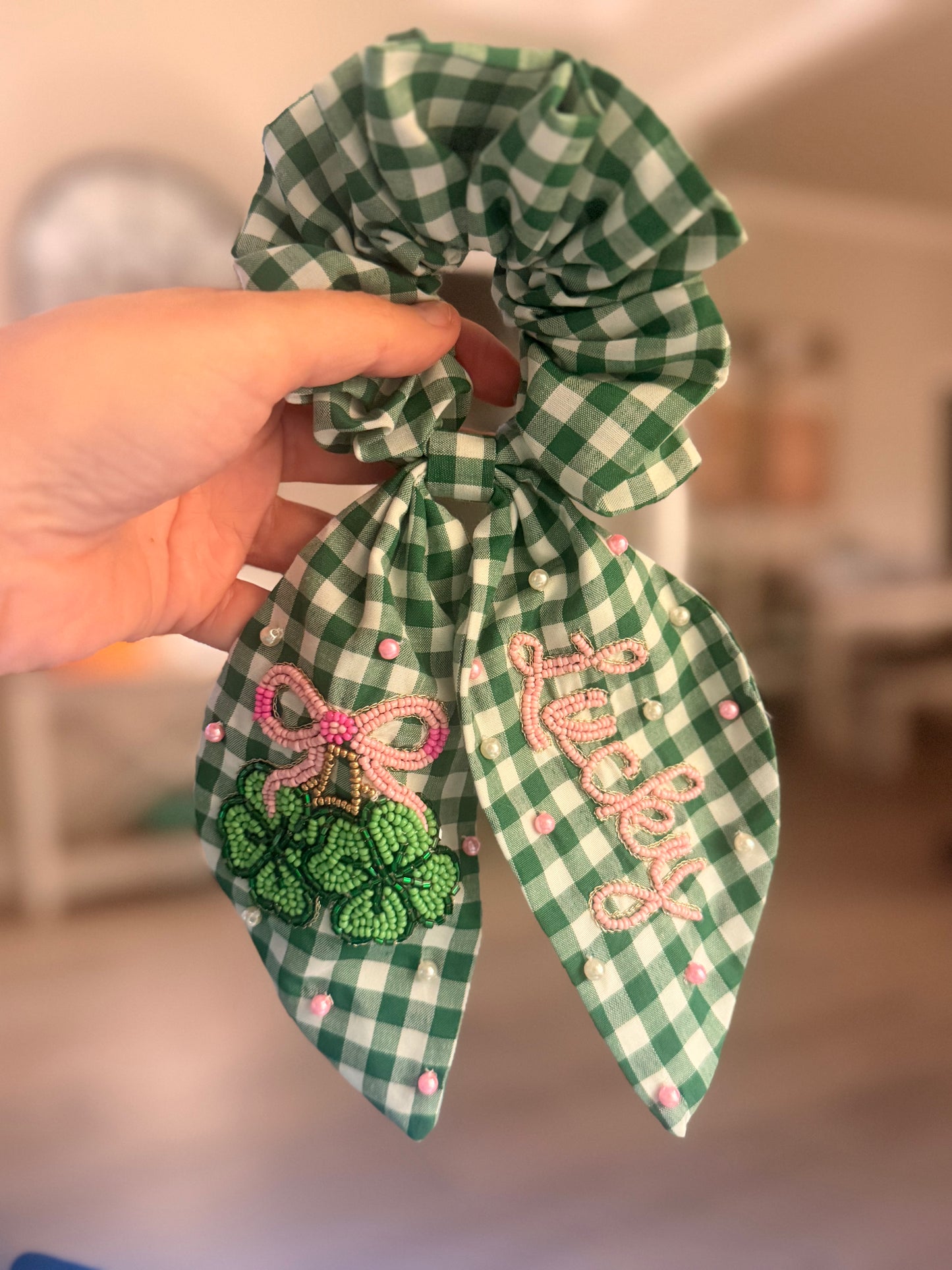 Lucky in Plaid Scrunchie