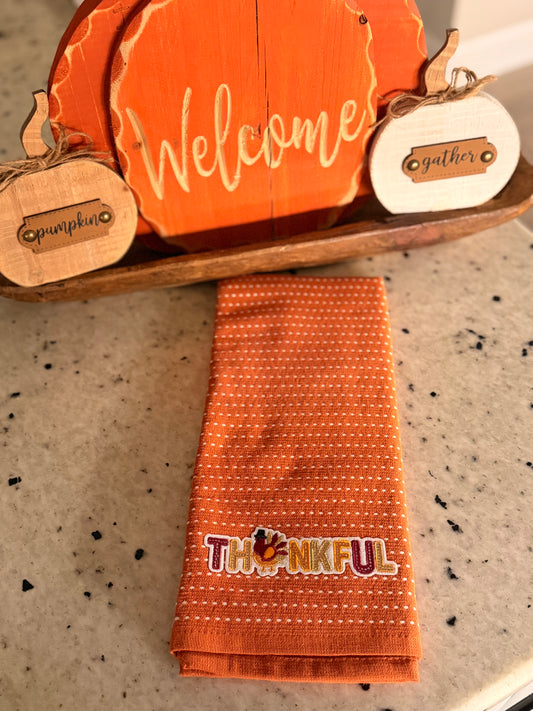 Thankful Dish Towel - Orange