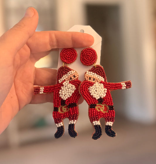 Dapping Santa Beaded Earrings