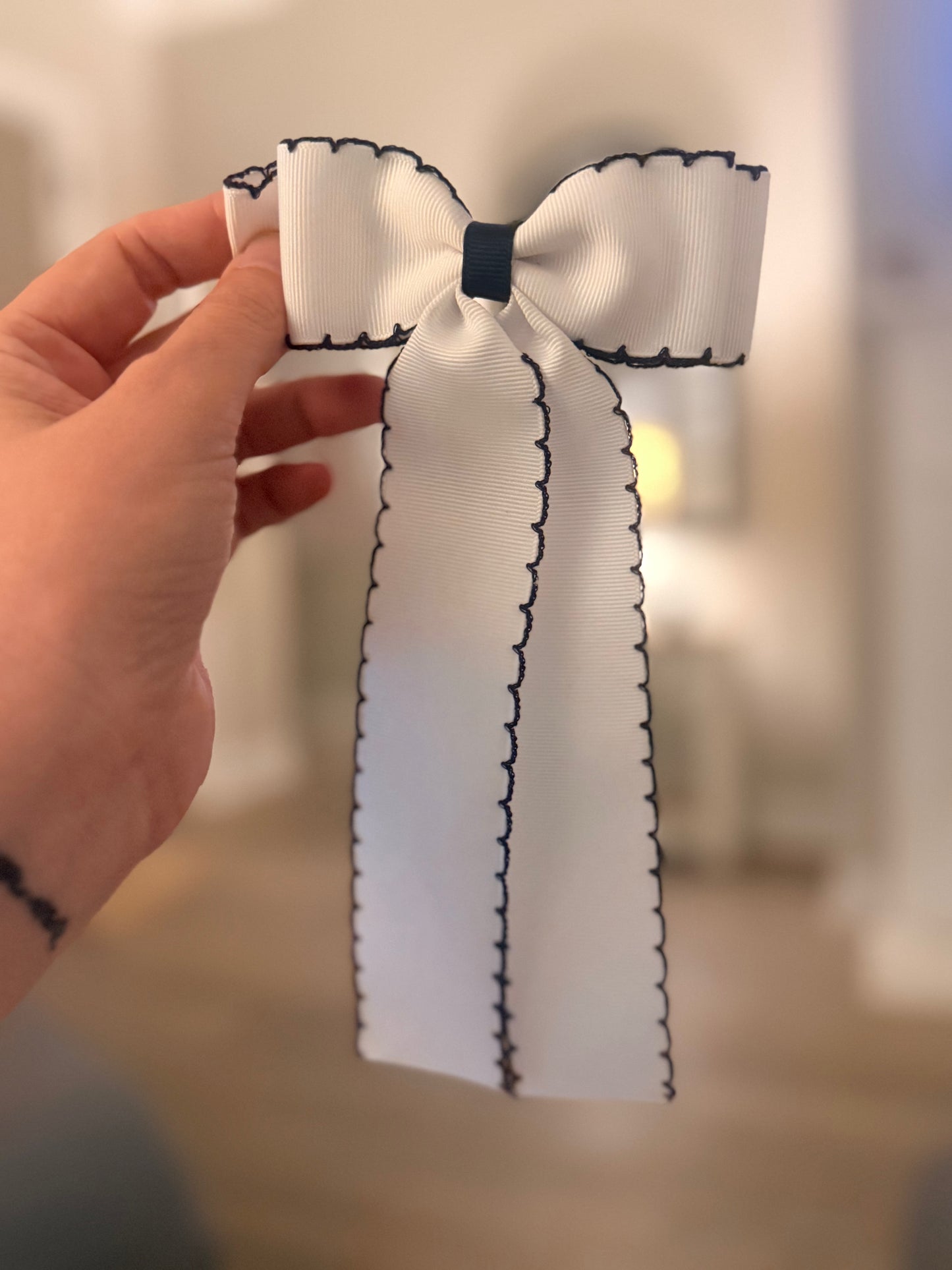 White with Navy Trim