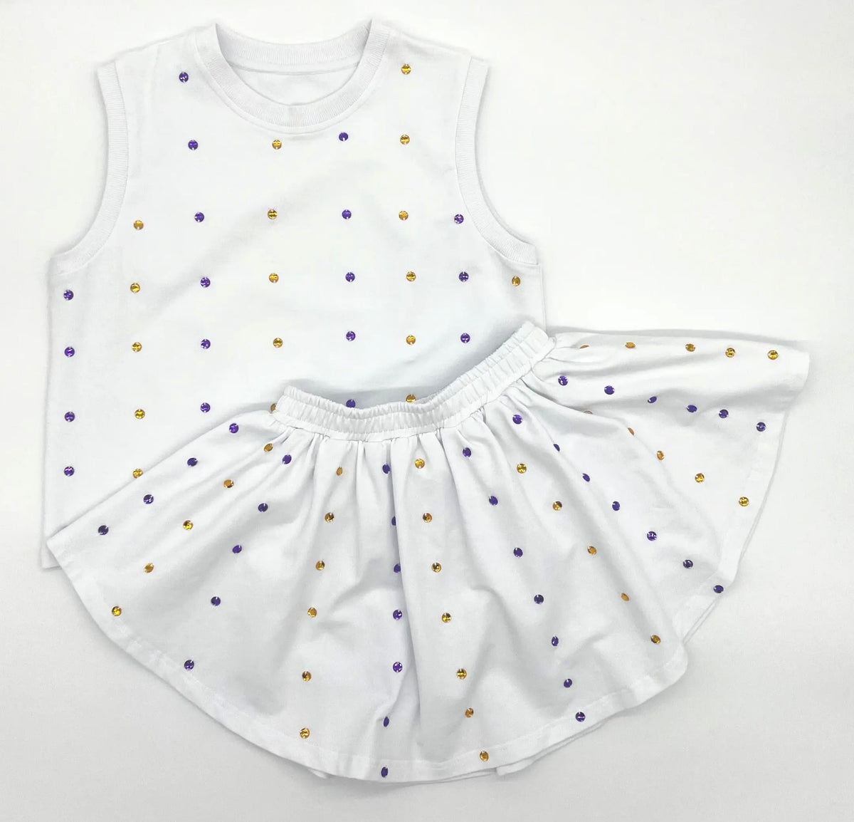 Purple and Gold Stoned Skirt Set