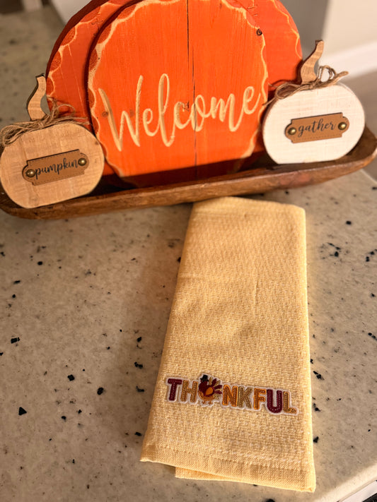 Thankful Dish Towel - Yellow