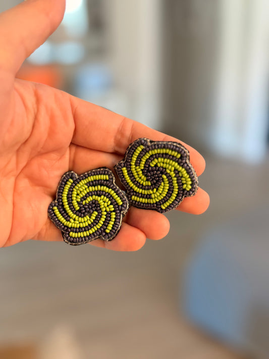 Prairieville Hurricanes Beaded Stud Earrings