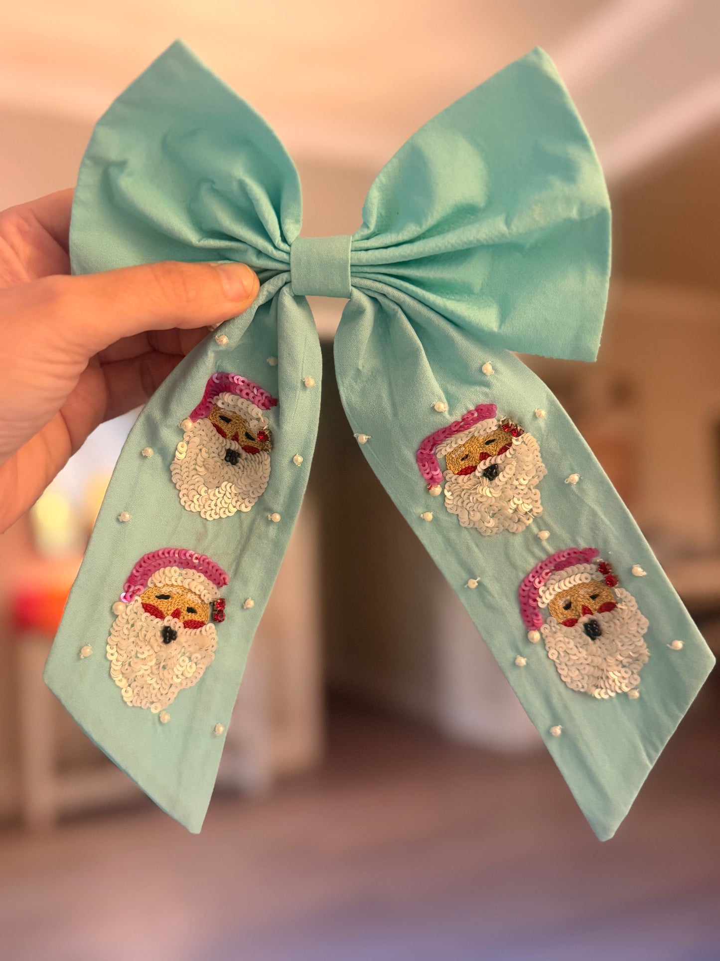Mint Santa Bow