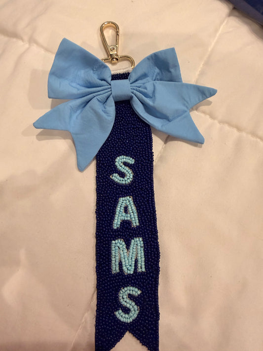 St. Amant Middle Wildcats Beaded Bow Keychain