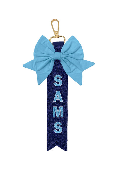 St. Amant Middle Wildcats Beaded Bow Keychain