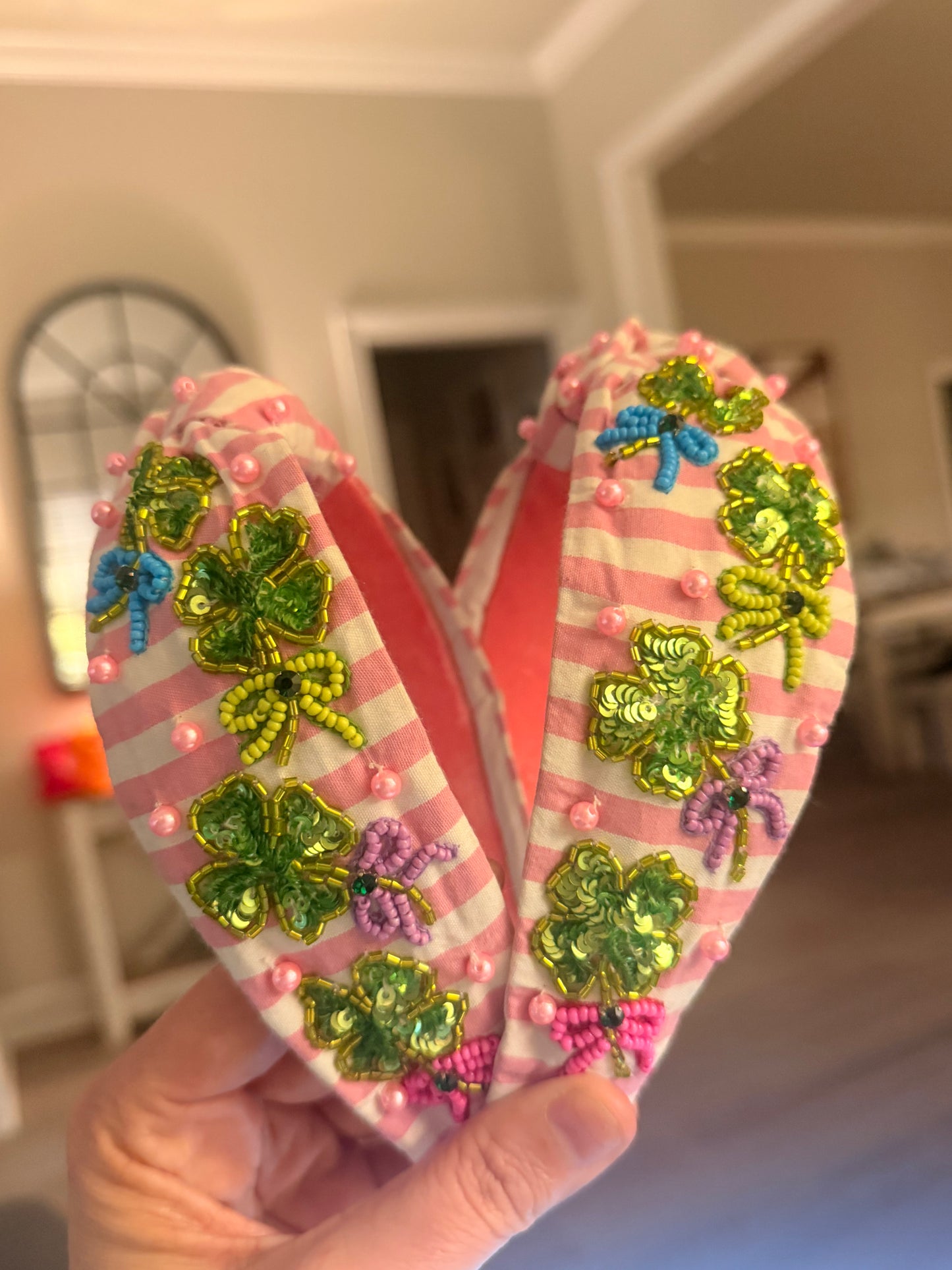 Lucky in Pink Stripes Headband