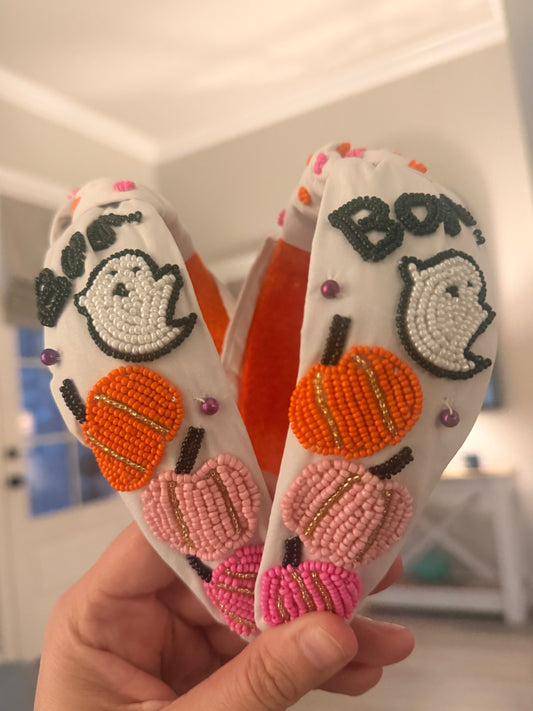 White Boo Headband