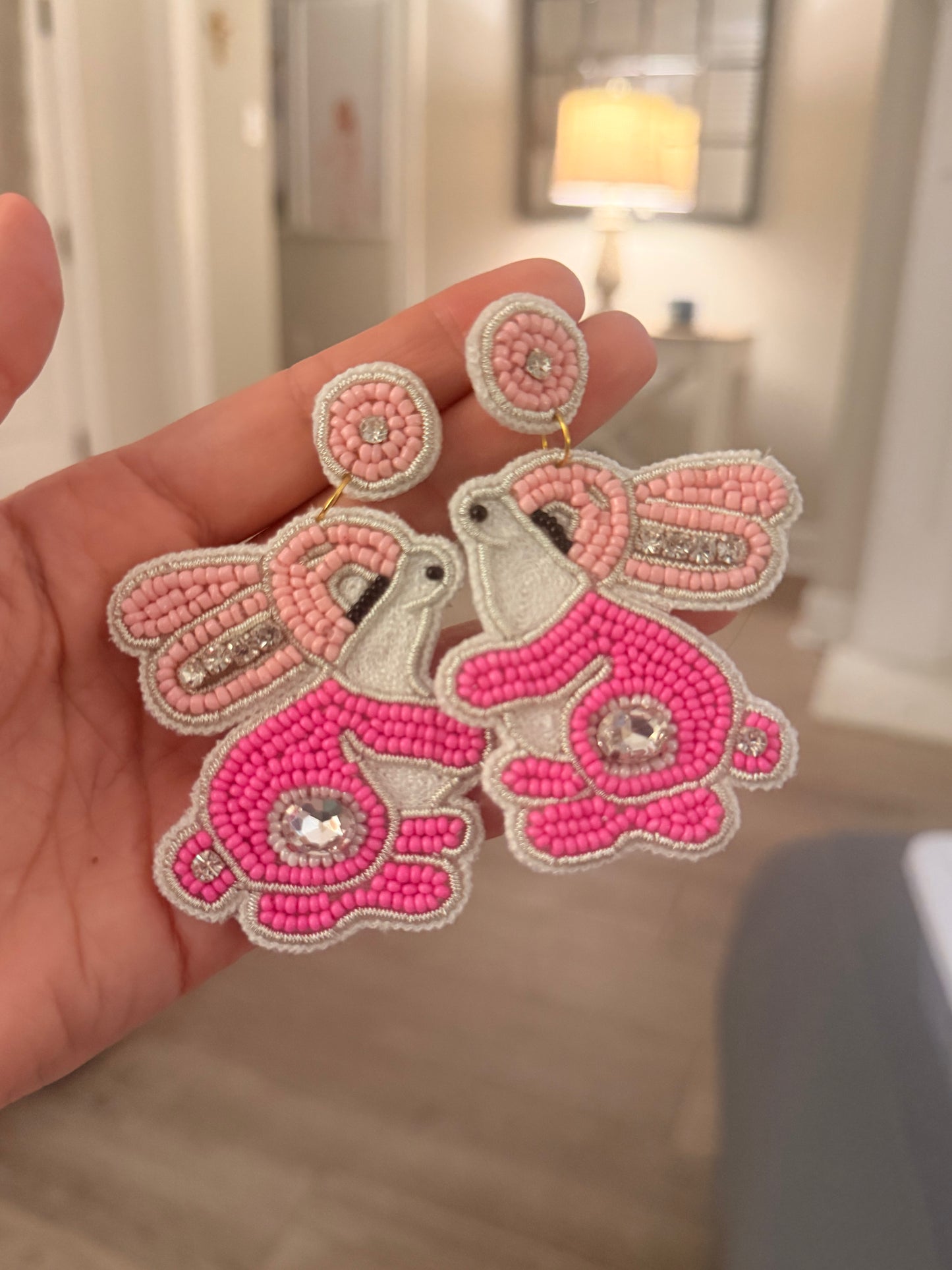 Beaded Bunny Earrings