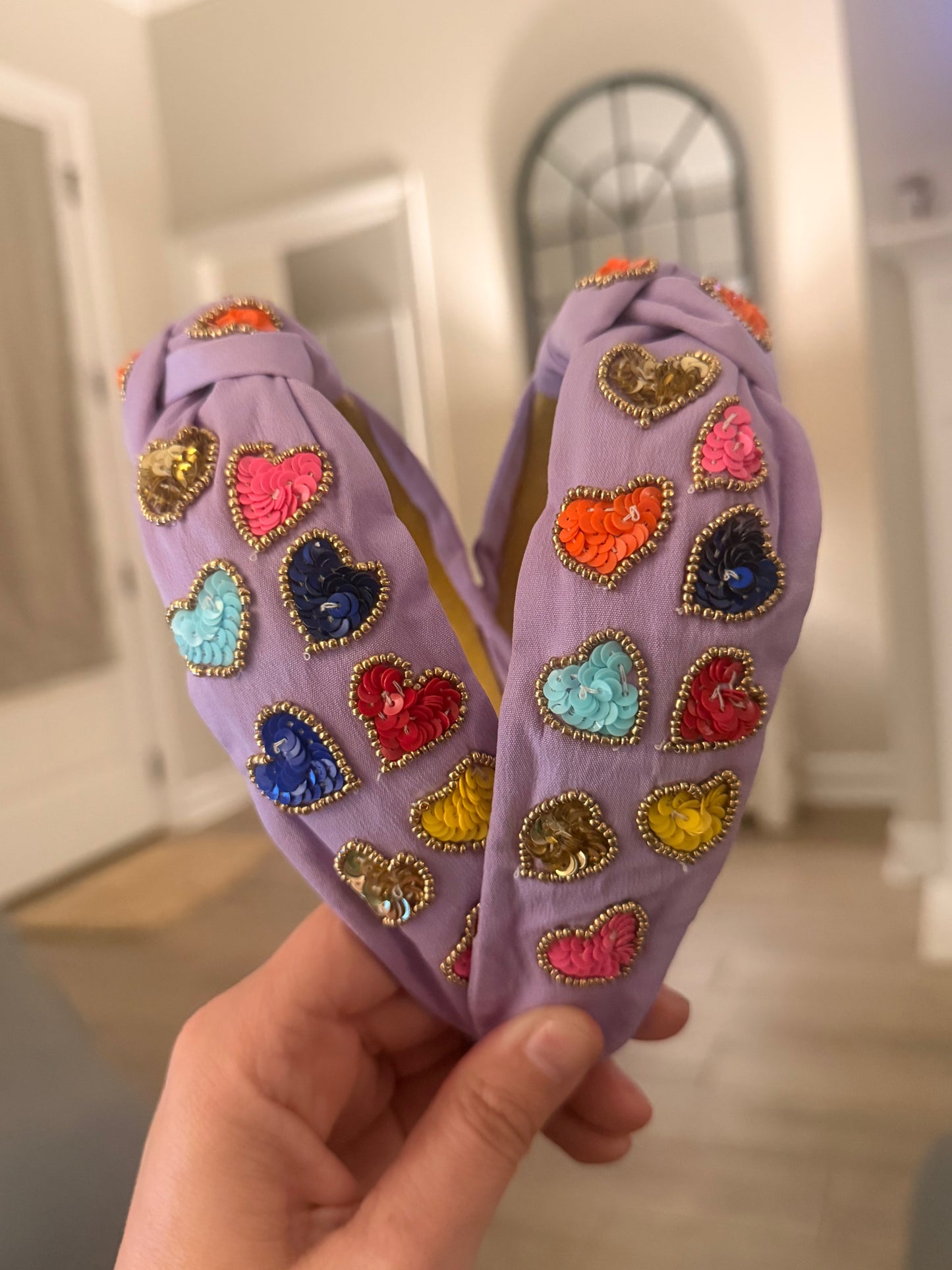 Lavender Hearts Headband
