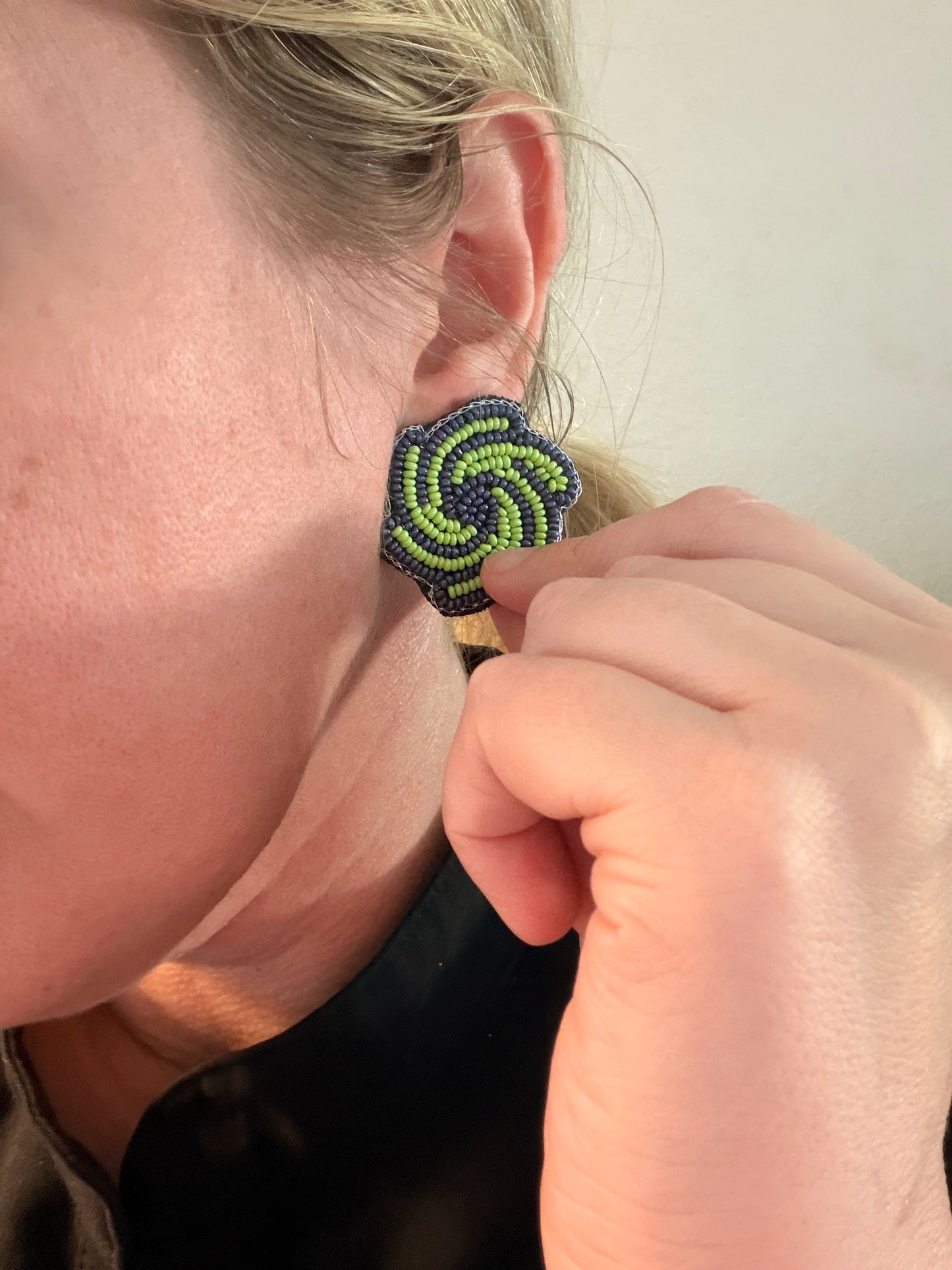Prairieville Hurricanes Beaded Stud Earrings