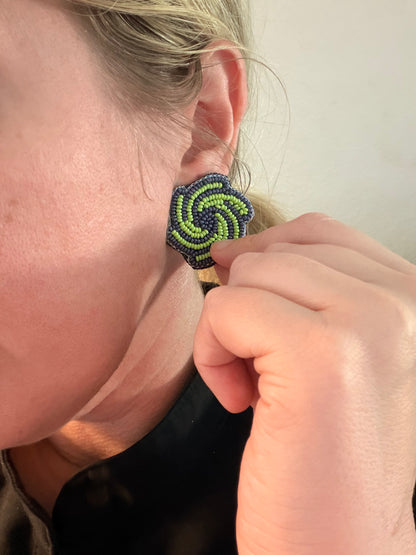 Prairieville Hurricanes Beaded Stud Earrings