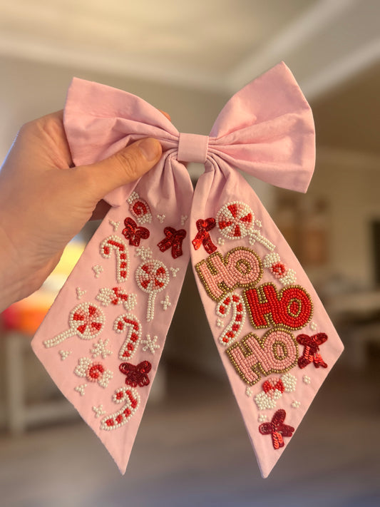 Pink HoHoHo Christmas Bow