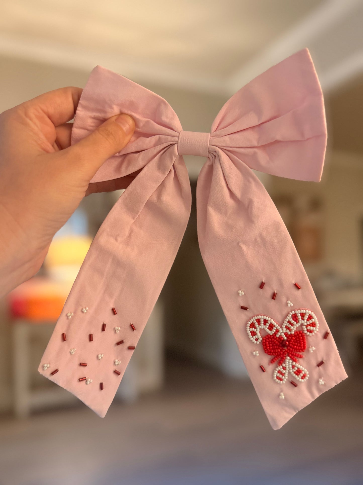 Pink Candy Cane Bow