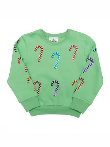 Belle Cher Women's Candy Cane Crush Sequin Sweatshirt