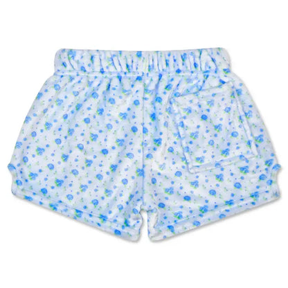 Blue Ditsy Plush Shorts - Youth Large