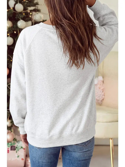 Sequin Embroidered Merry Relaxed Pullover Sweatshirt